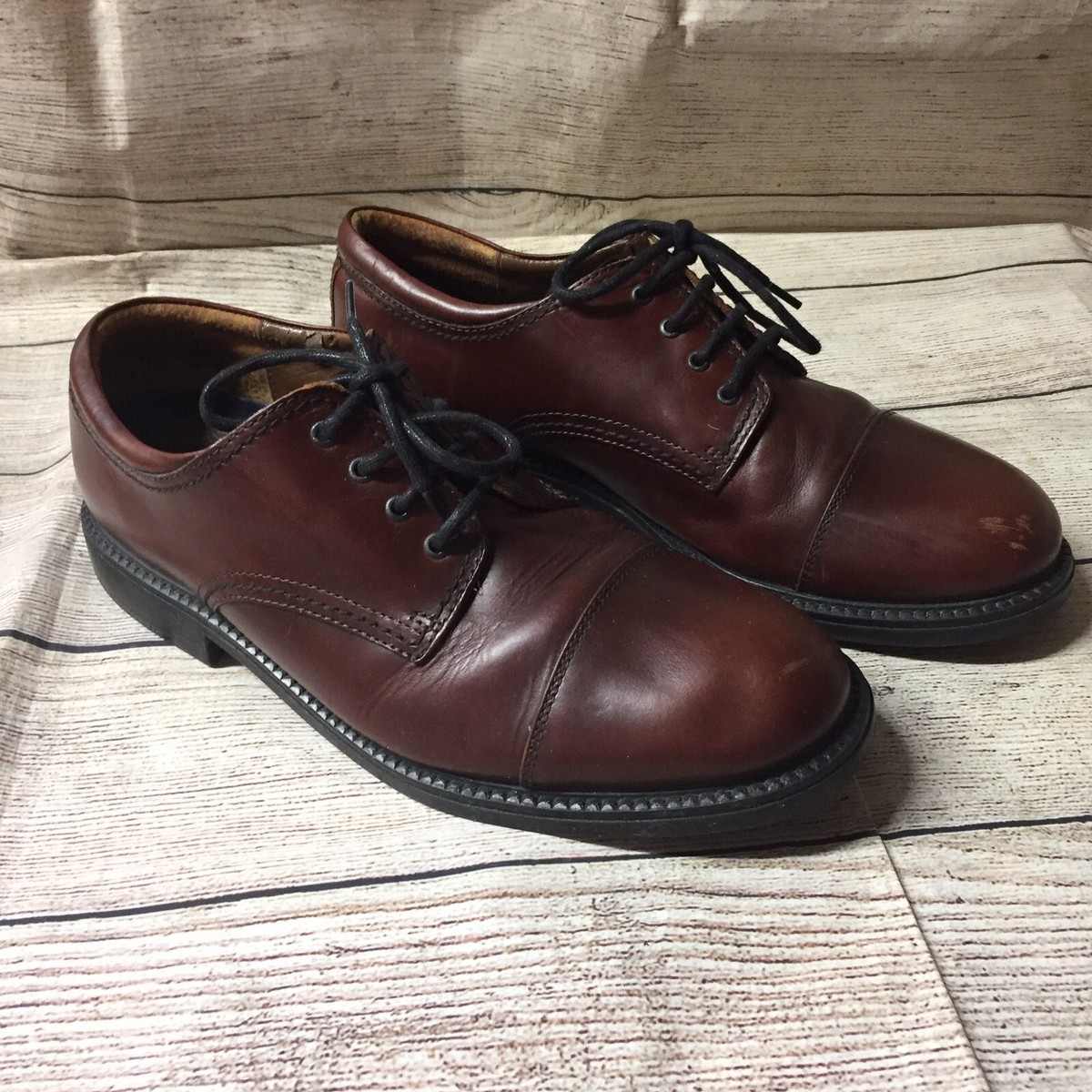 Mens Dockers Brown Leather Cap-Toe Dress Shoes-9.5M (090 