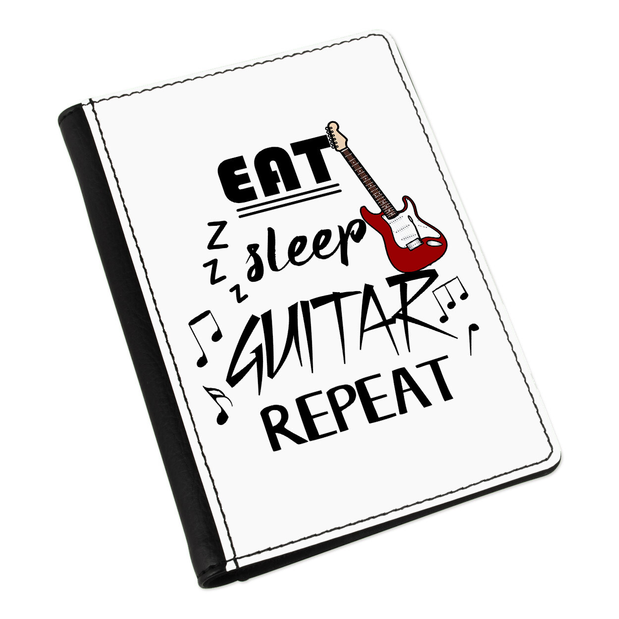 Eat Sleep Guitar Repeat Passport Holder Cover Case Music Rock Guitarist Funny