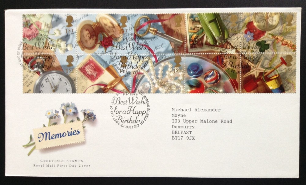 1992 GB Greetings Stamps Set on Typed FDC - Philatelic Bureau