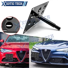 Bumper Black Tow Hook License Plate Mount Bracket For 2017-up Alfa Romeo Giulia