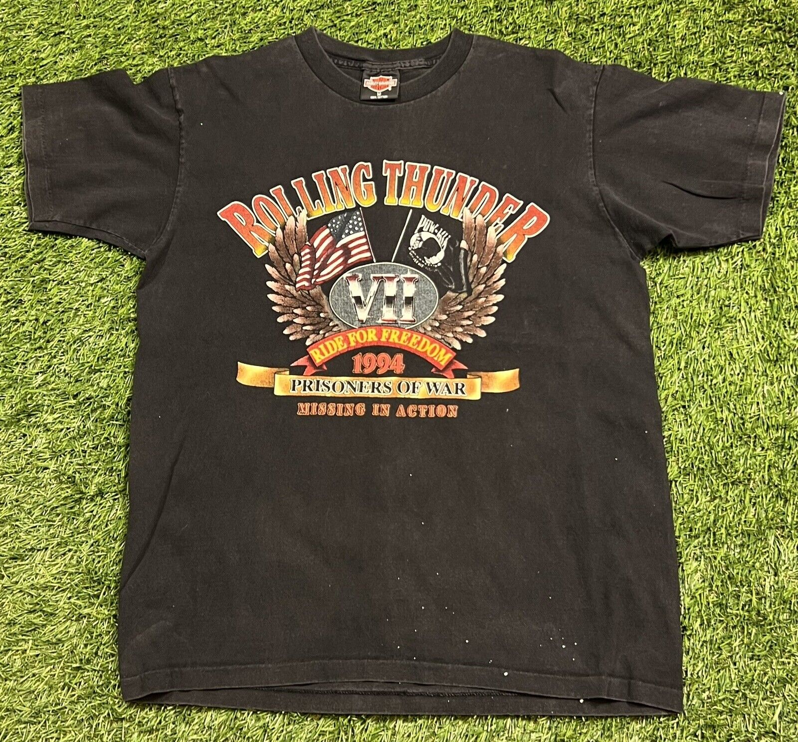 VTG 90's Harley Davidson Rolling Thunder POW MIA Single