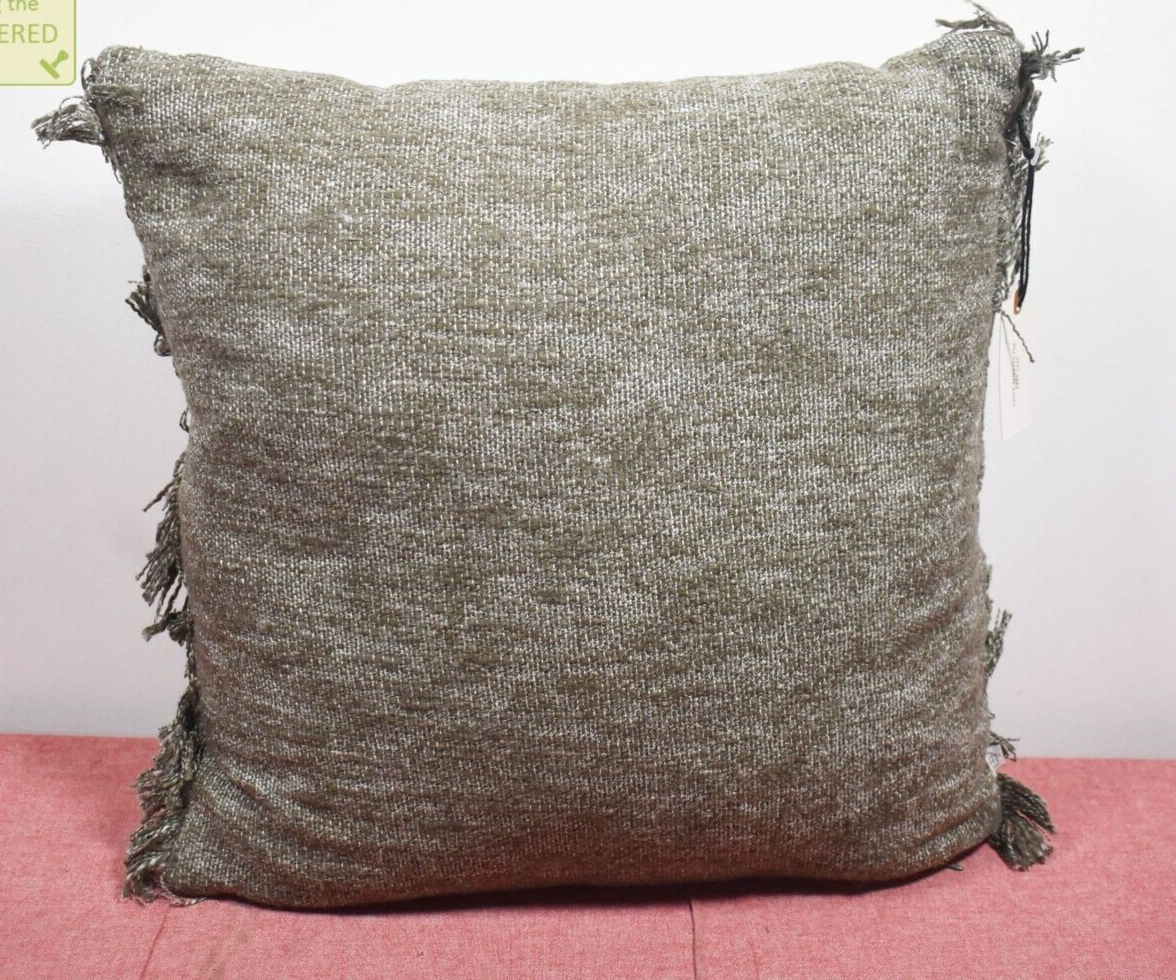 Hearth Hand with Magnolia Cozy Solid Fringe Throw Pillow Peat Moss 18