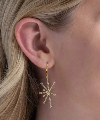Touchstone Crystal By Swarovski Earrings Golden Starburst  BNIB Sparkle Shine