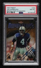 1997 Topps Finest Refractor Jim Harbaugh #334 PSA 8 he5