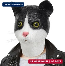 Cat Mask, Latex Animal Full Head Mask Halloween Cosplay Costume Party Prop