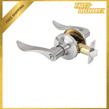 Privacy Door Lever Handle Satin Nickel Wave Style Interior Door Knob Reversible