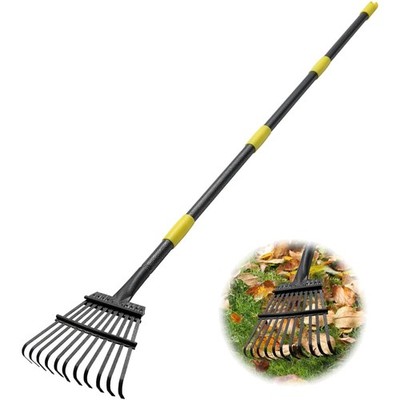 Garten Laubrechen 80cm Stahl Zinken Verstellbarer Griff Rasenharke Schutt