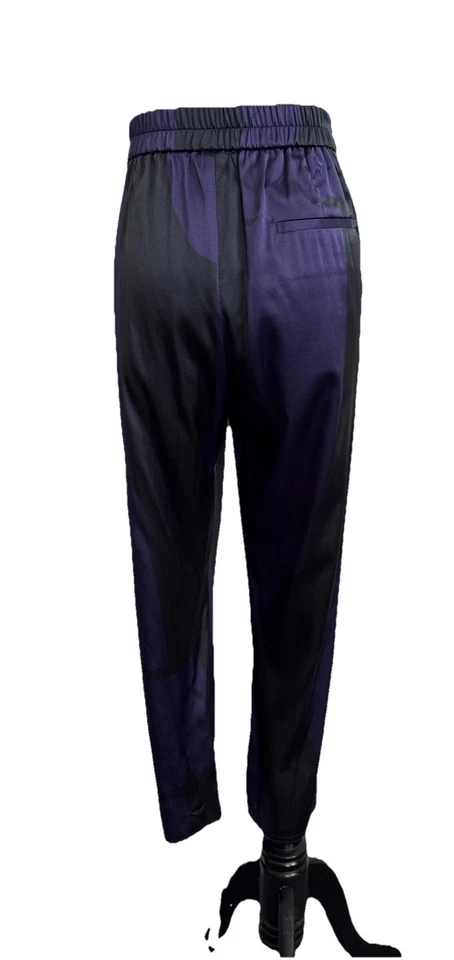 Ann Demeulemeester Pantalones Mujer Talla 42 Negro Morado Rayas Mezcla Seda Foto 4 de 4