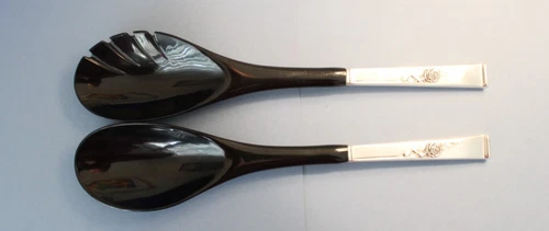 Classic Rose by Reed and Barton Sterling Silver Salad Serving Set HHWS w/ Ebony