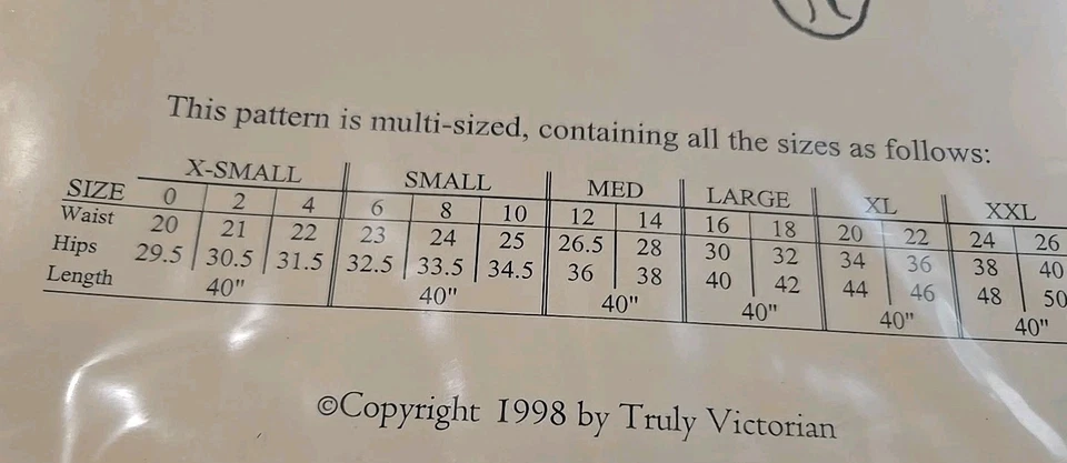Vtg NEW Truly Victorian Pattern TV324—1878 Long Draped Overskirt Sz XS To XXL - Image 3 of 4