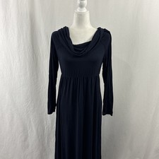 Mother Bee Maternity Maxi Dress Jersey Cowl Neck Navy Blue Long Sleeve-  Size L