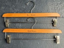 BEBE Lot Of 2 Vintage Classic Bottom Pant Wooden Clothes Hangers Wood Skirt Pant