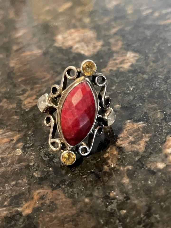 Nicky Butler RAJ LIMITED Collection Ruby Citrine 925 Sterling Silver Size 7 Ring - Image 3 of 4