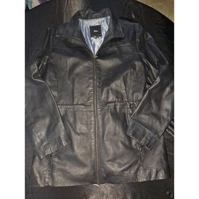G III New York Woman s Size Medium Black Leather Full Zip Jacket-288