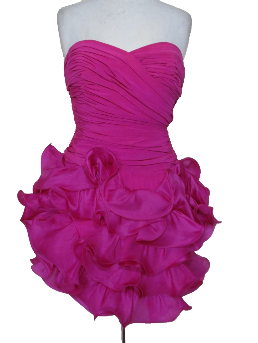 ebay short formal dresses Ladivine SF047 Lace Bodice A Line Layered Tulle Short Dress, Blush / XS main image 0