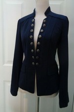 WHITE HOUSE BLACK MARKET NWOT NAVY STRETCH MILITARY STYLE BLAZER JACKET SIZE 6