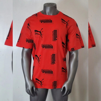 PUMA POWER AOP TEE MEN'S REGULAR FIT SHORT SLEEVE SIZE 3XL ALLOVER PRINT RED