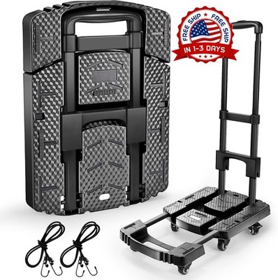 Carretilla plegable de 500lbs, portátil y resistente con 2 cuerdas elásticas NEW