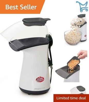 Hot Air Popcorn Popper Plastic 18 Cups White Easy to Clean Healthy Snack
