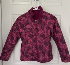 The North Face Reversible Mossbud Swirl Jacket Girls M 10/12 Pink Butterfly