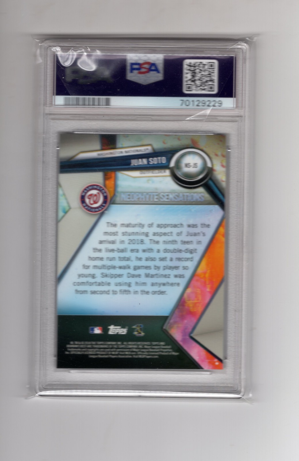 2018 Bowman's Best - Neophyte Sensations Refractor #NS-JS Juan Soto PSA 9💎🔥RC view 2