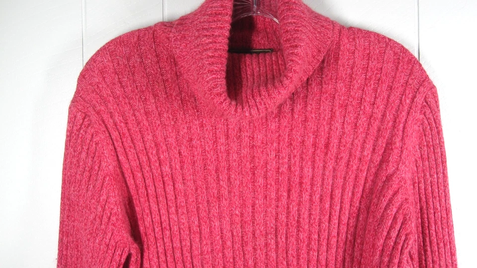 Suéter Eddie Bauer Juniors L Rosa Algodón Angora Capucha Cuello Acanalado Preppy Acogedor Foto 3 de 4