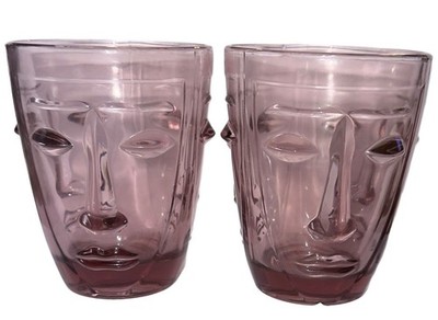 Opjet Paris Visage Purple Resting Face Water Glass Set Of 2 Tumbler Drinking HTF