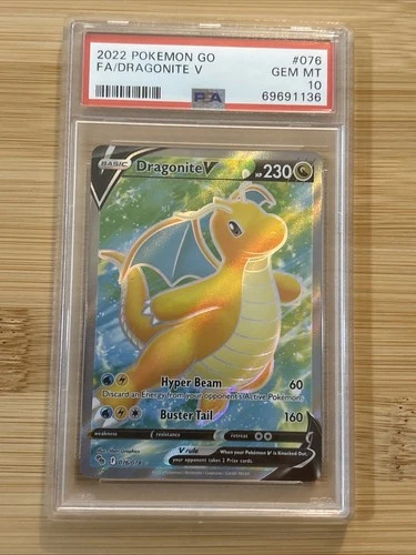 Dragonite V 076 PSA 10 Gem Mint Pokemon Go Pokemon Card
