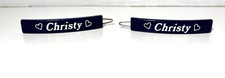 Vintage NAVY Blue White Hearts Barrettes Hair Clips Personalized Christy Y2K