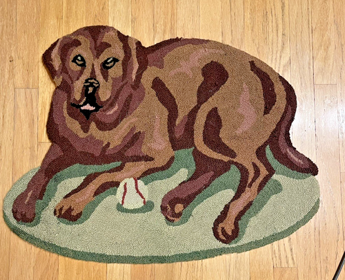 Vintage Chocolate labrador retriever hooded rug 23x23 hearth | eBay