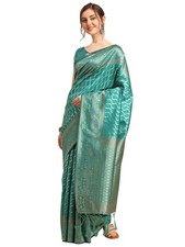 Leriya Fashion Jacquard Cotton Party Wear for Women  Silk Banarasi Saree