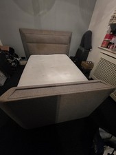 Grey Double Bed with 40-inch TV and Speaker Mattress Included