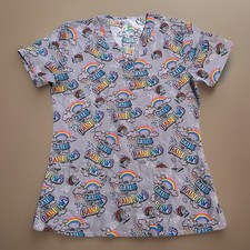 GT Performance Scrub Top Womens Size Small Rainbow Rainbows Purple