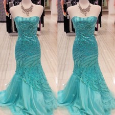 Green Prom Dresses Mermaid Lace Dinner Luxury Pageant Beaded Evening Party Dress