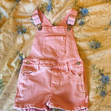 Epic Threads Girls Pink Denim Overall Shorts 3T Adjustable Straps Pockets Buckle