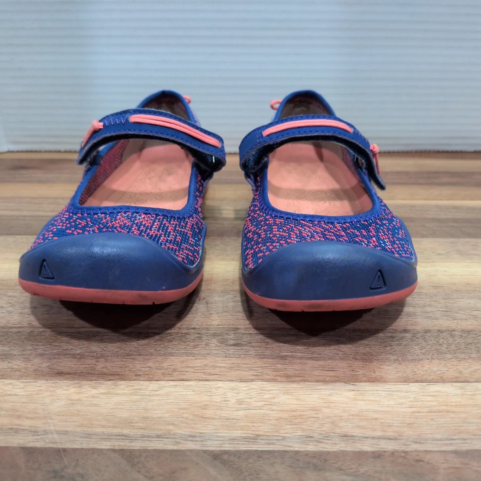 Keen Big Kids Girls 3 Moxie Mary Jane Flats Hook Loop Royal Blue/Fusion Coral - Image 2 of 4