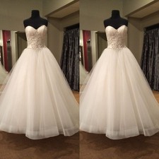 Wedding Dresses Sweetheart A Line White Ivory Tulle Sweep Train Bridal Gowns