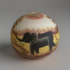 Vintage Hand Painted African Safari Elephant Lamp Shade Dome