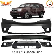 Front Bumper Cover Primed Plastic Fog Lights Trim For 2012-2015 Honda Pilot