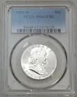 1954-D Franklin Half Dollar PCGS MS63FBL Full Bell Lines Frosty White PQ #C117B