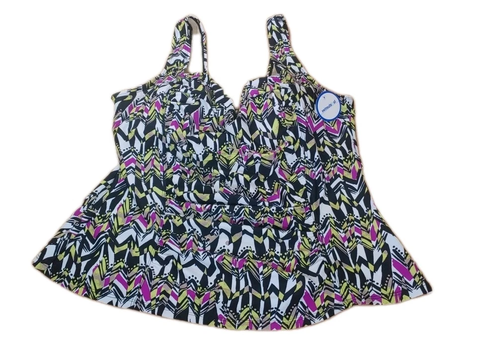 Trajes de baño para todos Tankini delantero torcido mujer plus 16W control abdominal inalámbrico nuevo con etiquetas Foto 4 de 4