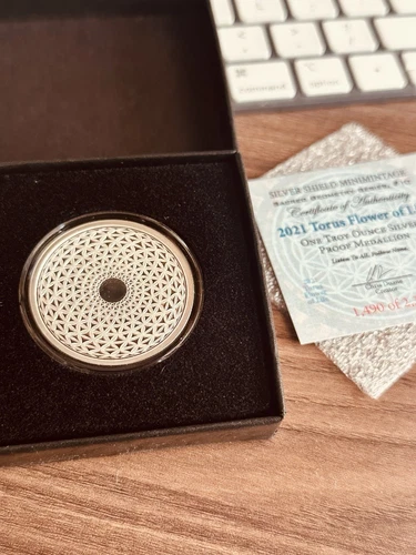 1 oz silver proof Torus flower of life 2021 .999 Pure COA BOX sacred geometry