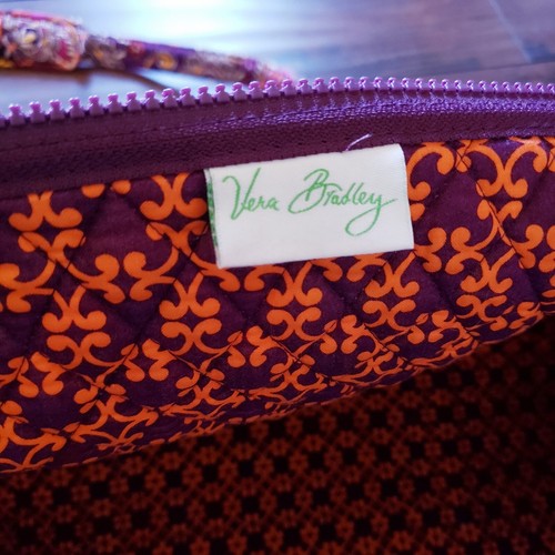 Vera Bradley X Large Cotton Travel Duffel Bag Purple Petals Paisley Quilted - Picture 12 of 14