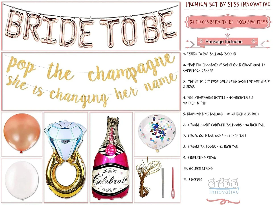 Decoraciones de despedida de soltera para niña Novia a ser ducha nupcial por SPSS INNOVADOR Foto 4 de 4