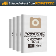 POWERTEC Filter Bags Replacement for CMXZVBE38735 Fine Dust Wet/Dry Vac,  4 PK