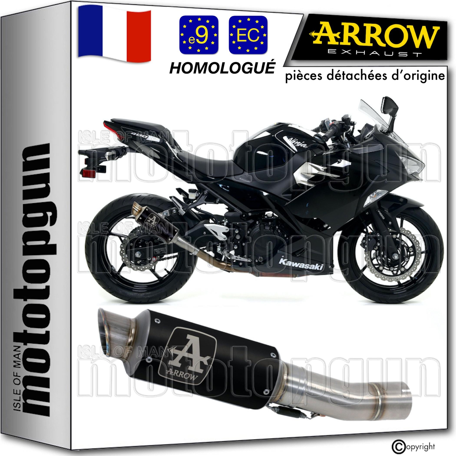 Echappement Arrow GP2 Ninja 400 pour remplacer le pot d'origine lourd