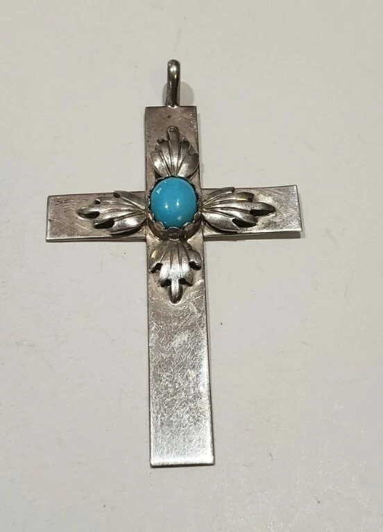 Vintage RY Sterling Silver 925 Turquoise Navajo Southwestern Cross