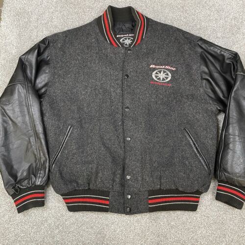 Yamaha Varsity Jacket Men L Royal Star Motorcycles Gray Wool Leather Sleeves USA - Picture 2 of 14
