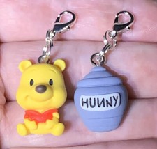 2 Pc Winnie The Pooh Bear  Hunny Jar Charm Zipper Pulls  Keychain Add On Clips