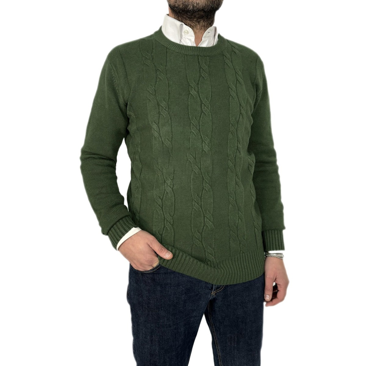 Maglione Uomo Invernale Collo Alto VEQUE – Treccia, Slim Fit, Caldo, Lavabile